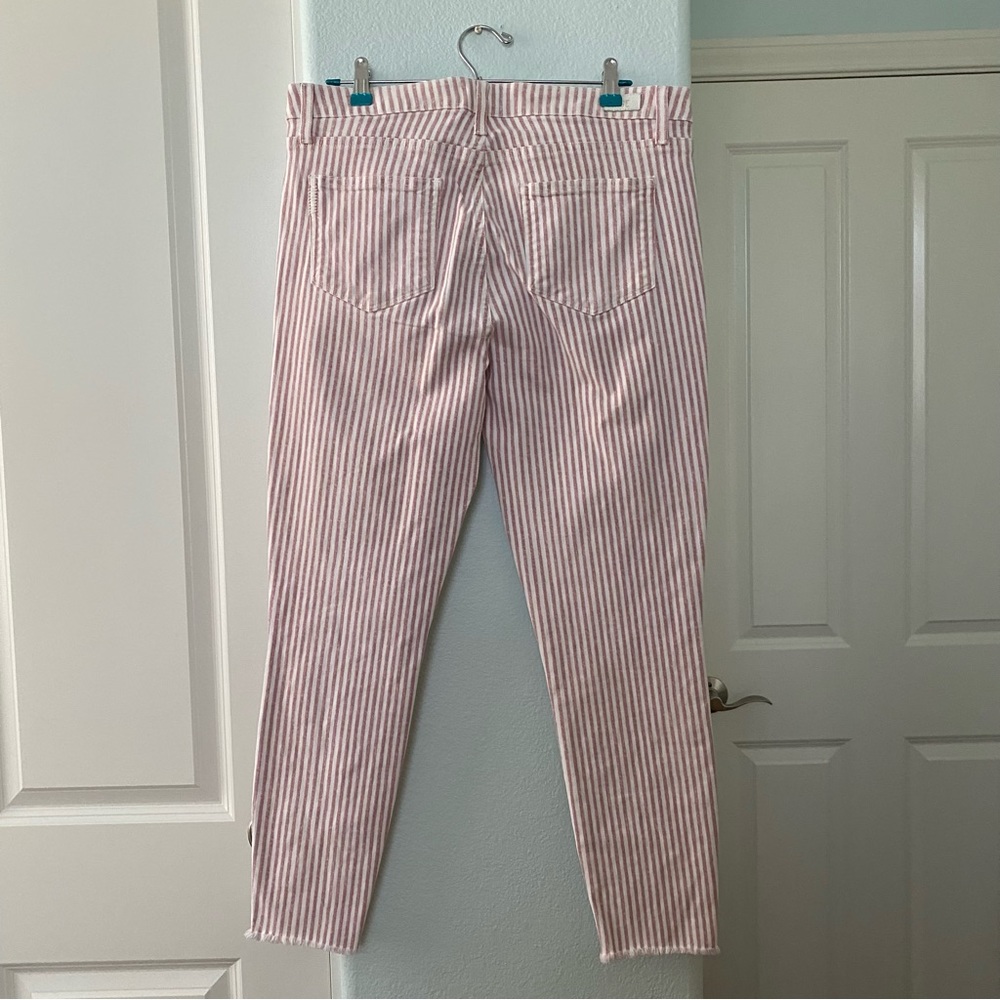 PAIGE Houston Ankle Blossom Pink Stripe Jeans - Picture 6 of 13